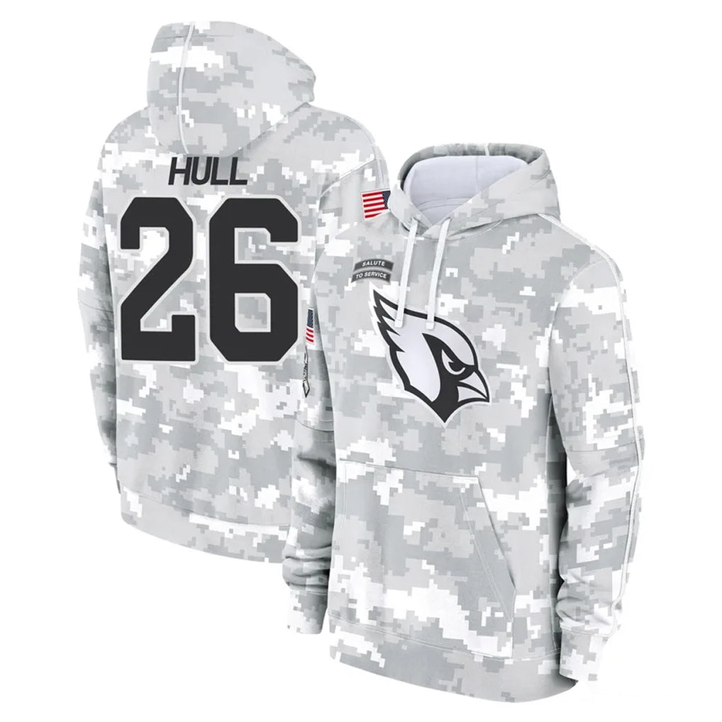 A.Cardinals #26 Evan Hull Player Arctic Camo Limited Salute to Service Pullover Hoodies Game Cooneas Stitched Jerseys