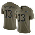 C.Panthers #13 John Metchie III Player Olive Salute to Service Game Cooneas Stitched Jerseys