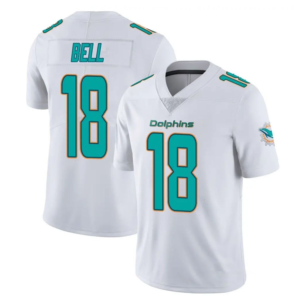 M.Dolphins #18 Chris Bell Player White Limited Vapor Untouchable Home Game Cooneas Stitched Jerseys