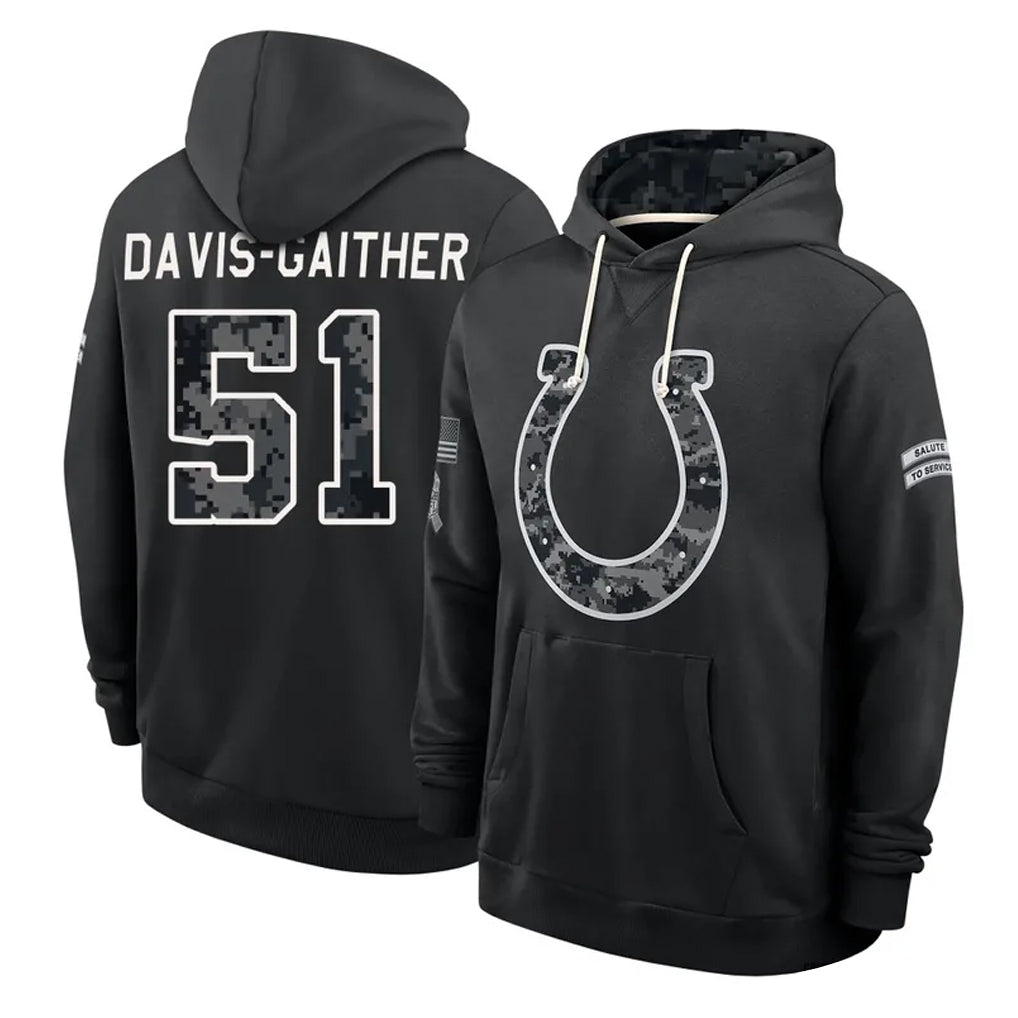 IN.Colts #51 Akeem Davis-Gaither Player 2026 Black Logo Pullover Hoodies Limited Game Cooneas Stitched Jerseys