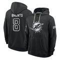 M.Dolphins #8 JuJu Brents Player 2026 Black Logo Pullover Hoodies Limited Game Cooneas Stitched Jerseys