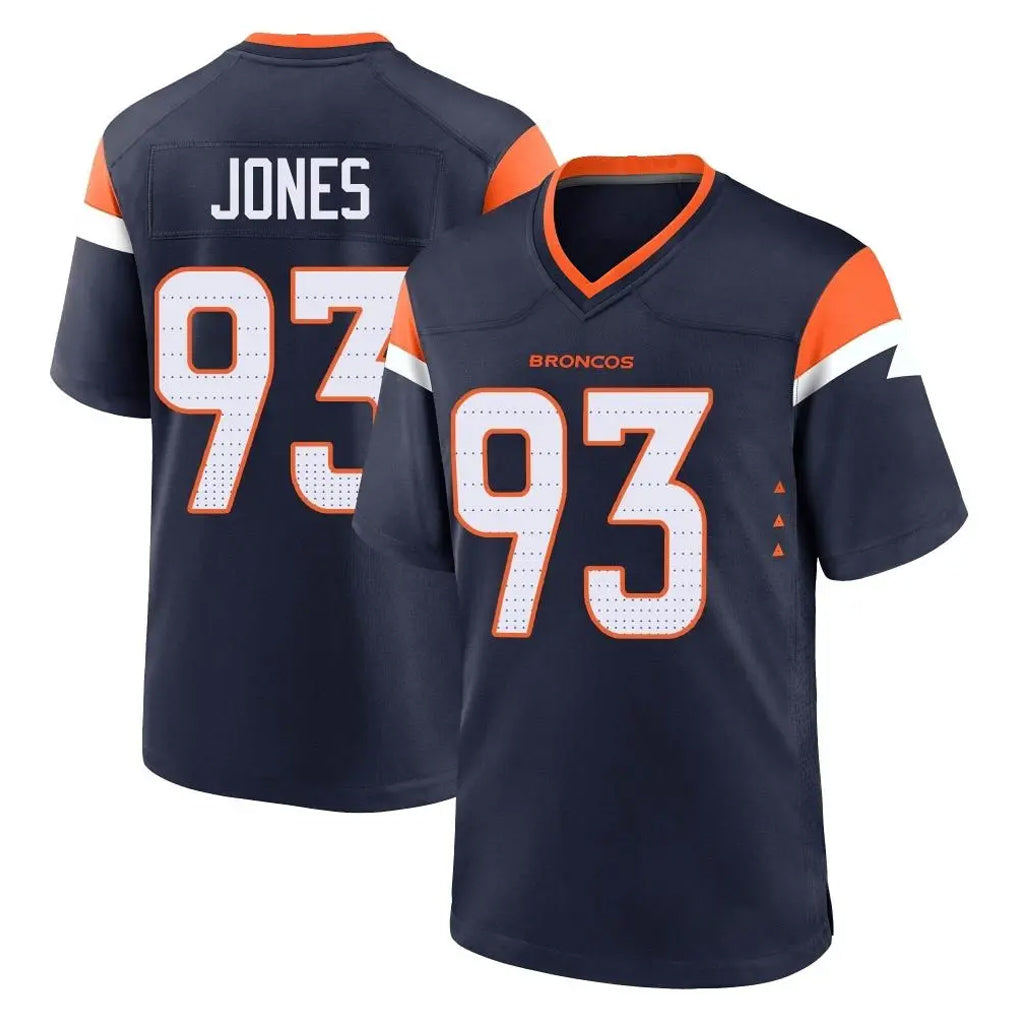 D.Broncos #93 D.J. Jones Player Navy Home Game Cooneas Stitched Jerseys