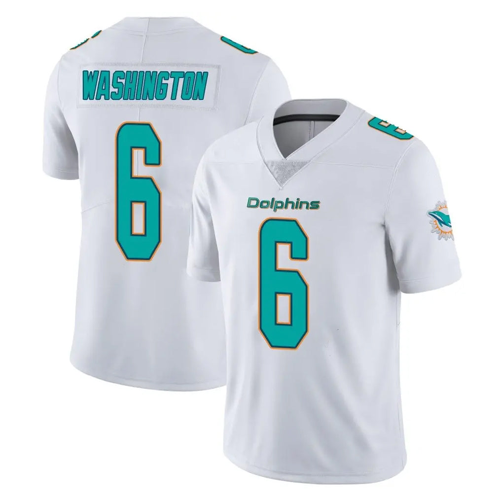 M.Dolphins #6 Malik Washington Player White Limited Vapor Untouchable Home Game Cooneas Stitched Jerseys