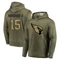 A.Cardinals #15 Gardner Minshew II Player Olive Salute to Service Pullover Hoodie Home Game Cooneas Stitched Jerseys