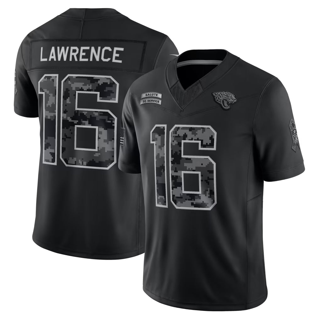 Cooneas J.Jaguars #16 Trevor Lawrence Player Black Limited 2026 Salute to Service Home Game Stitched Jerseys