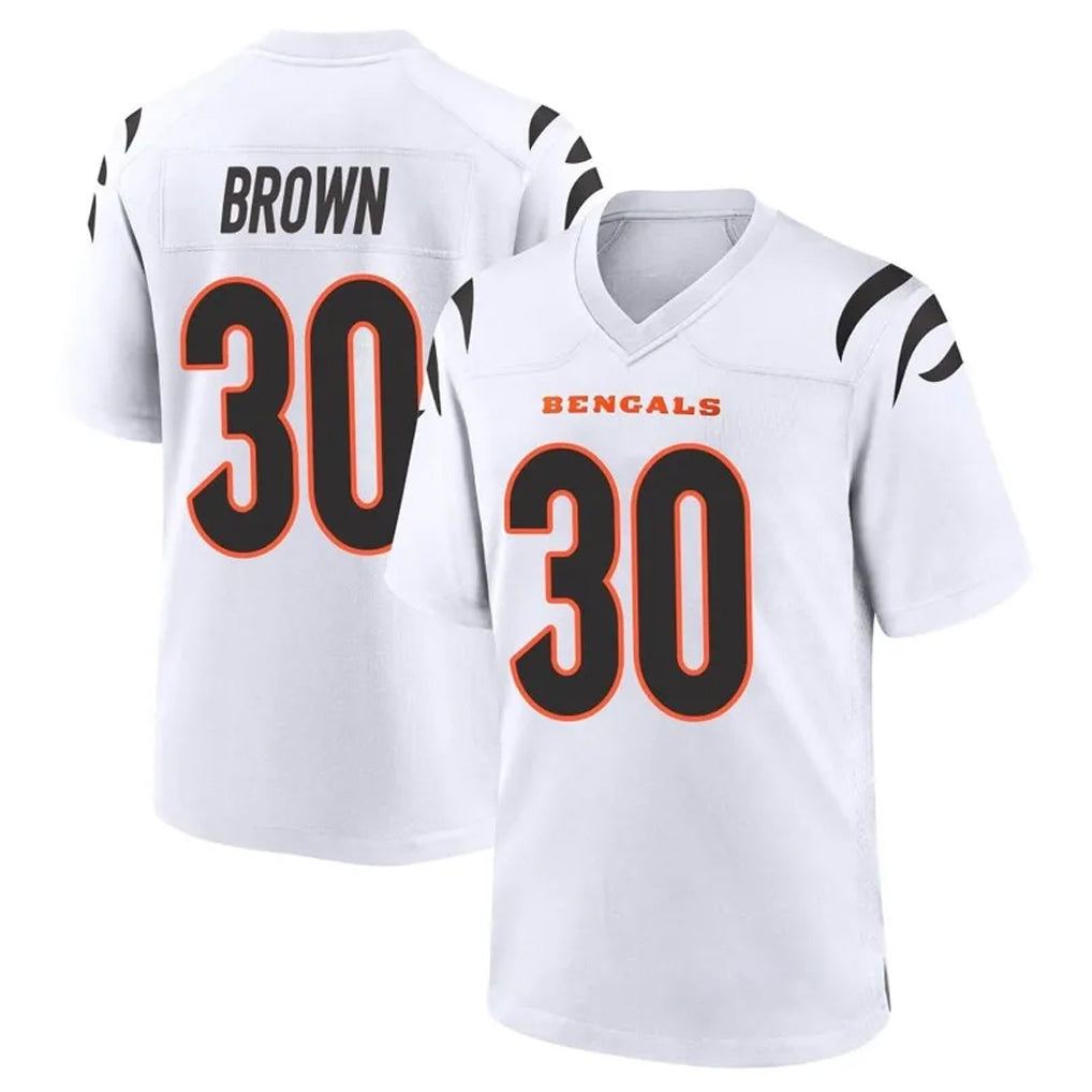 C.Bengals #30 Chase Brown Player White Home Game Cooneas Stitched Jerseys