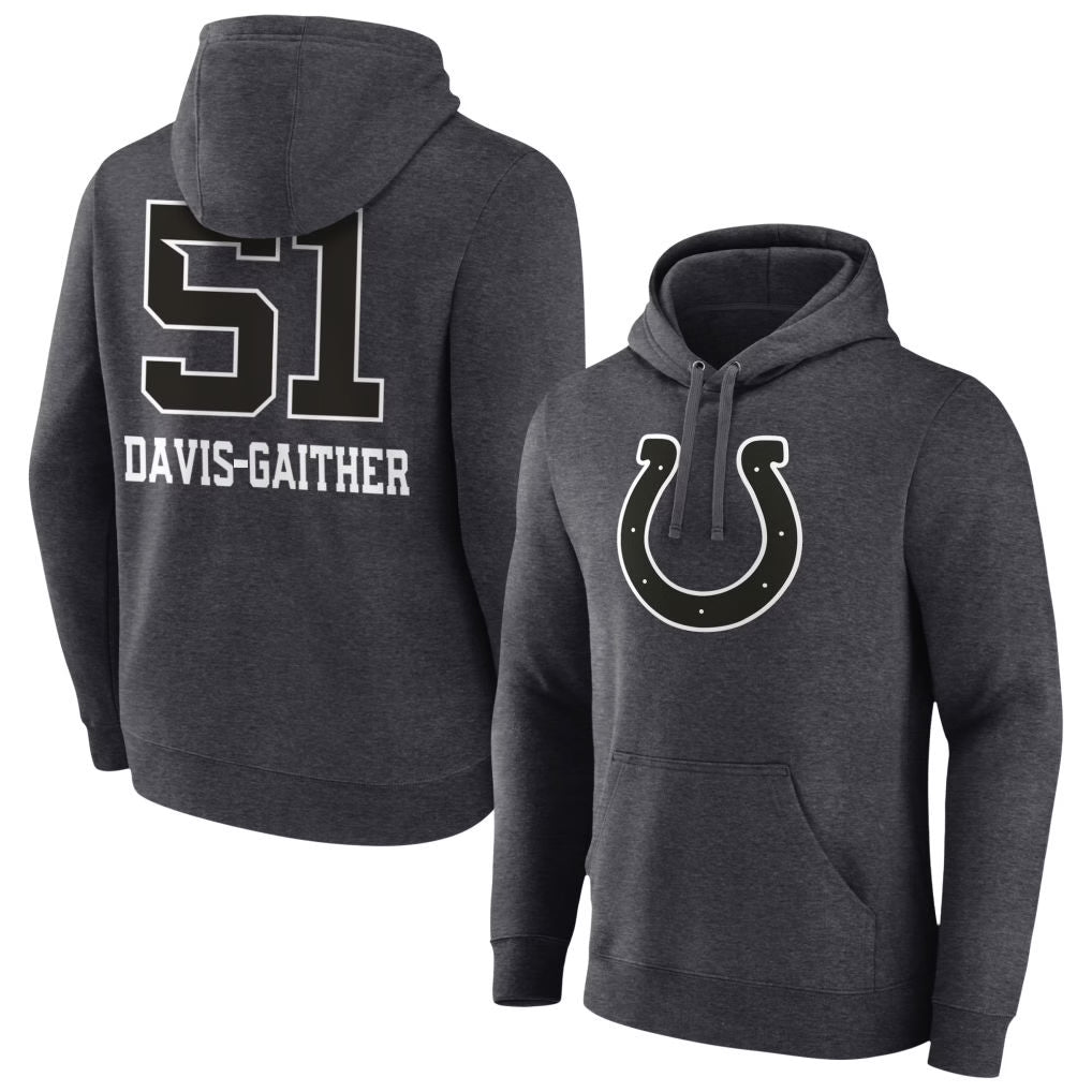 IN.Colts #51 Akeem Davis-Gaither Player Charcoal Pullover Hoodies Limited Game Cooneas Stitched Jerseys