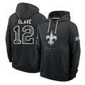 NO.Saints #12 Chris Olave Player 2026 Black Logo Pullover Hoodies Limited Game Cooneas Stitched Jerseys
