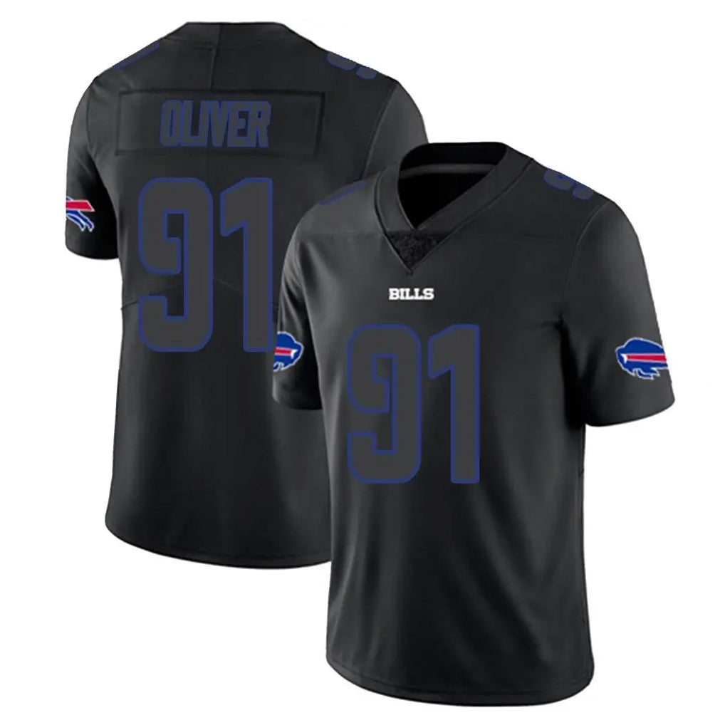 B.Bills #91 Ed Oliver Player Black Impact Limited Home Game Cooneas Stitched Jerseys