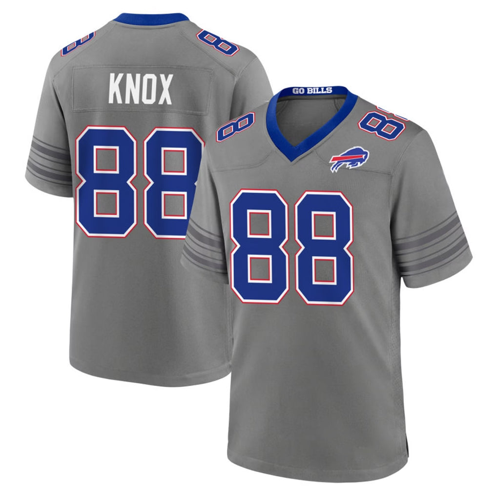 B.Bills #88 Dawson Knox Player Gray Nickel City Home Game Cooneas Stitched Jerseys