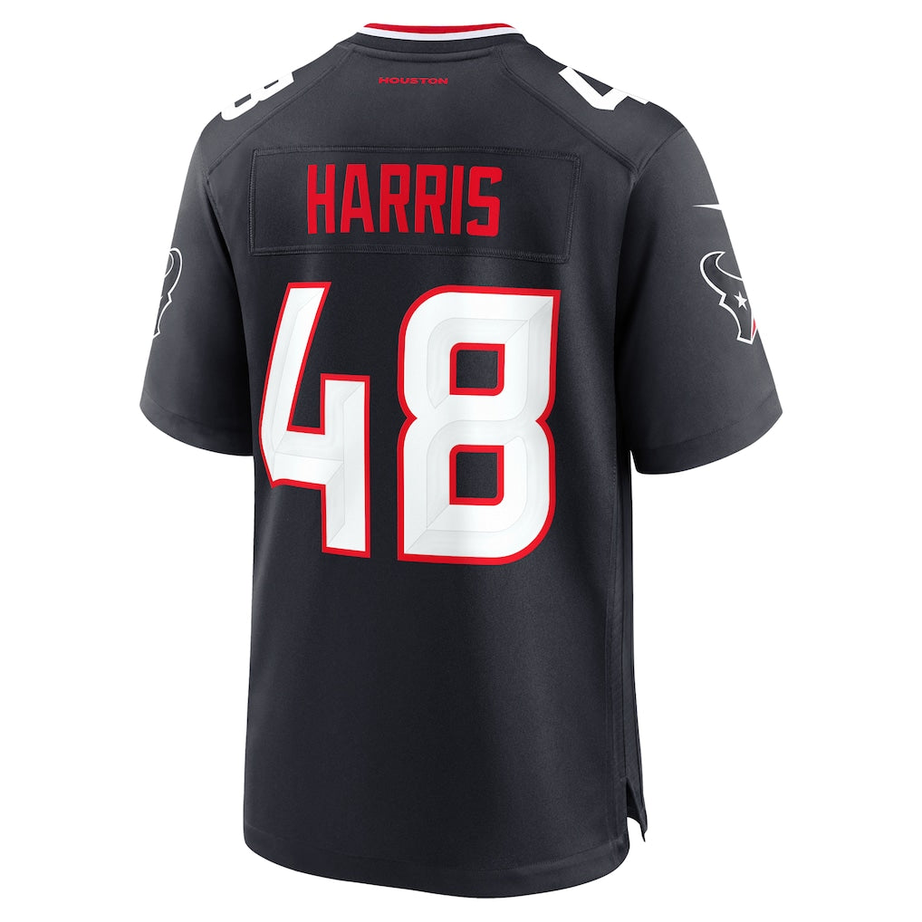 Cooneas H.Texans #48 Christian Harris Navy Team Game Jersey