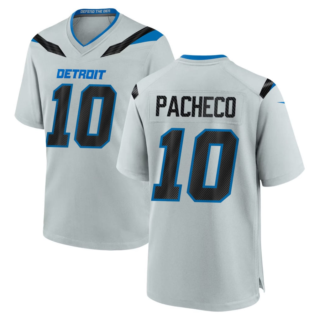 D.Lions #10 Isiah Pacheco Player Silver 2026 Rivalries Collection Home Game Cooneas Stitched Jerseys