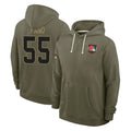 C.Browns #55 Spencer Fano Player Olive Salute to Service Pullover Hoodies Limited Cooneas Stitched Jerseys