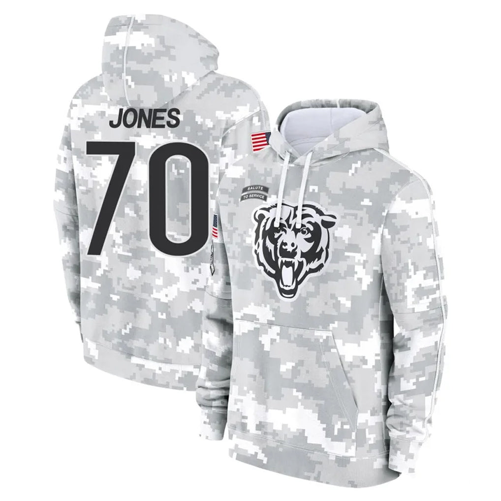 C.Bears #70 Braxton Jones Player Arctic Camo Salute to Service Pullover Hoodies Limited Cooneas Stitched Jerseys