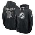 M.Dolphins #10 Jacob Rodriguez Player 2026 Black Logo Pullover Hoodies Limited Game Cooneas Stitched Jerseys