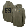 LA.Chargers #69 Cole Strange Player Olive Salute to Service Pullover Hoodies Limited Stitched Jerseys