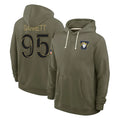 LA.Rams #95 Myles Garrett Player Olive Salute to Service Pullover Hoodies Limited Cooneas Stitched Jerseys