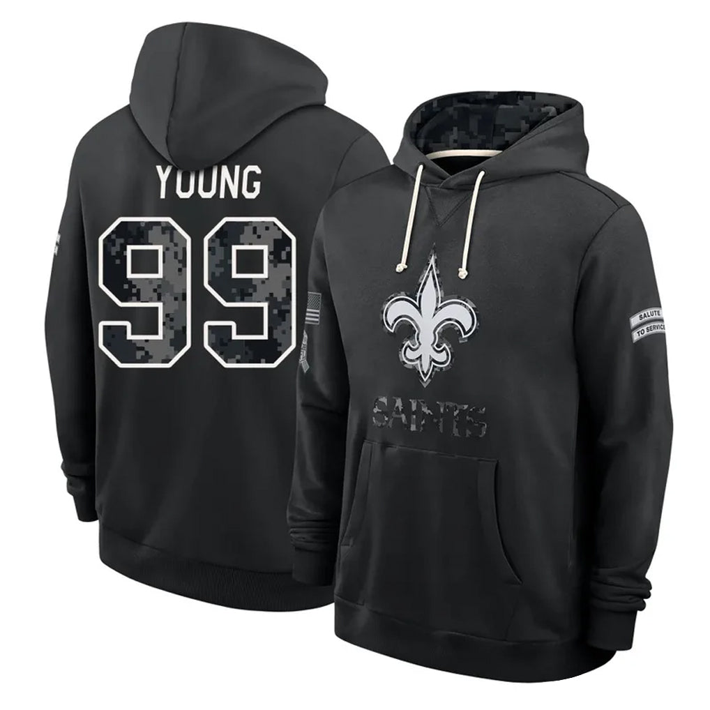 NO.Saints #99 Chase Young Player 2026 Black Logo Pullover Hoodies Limited Game Cooneas Stitched Jerseys