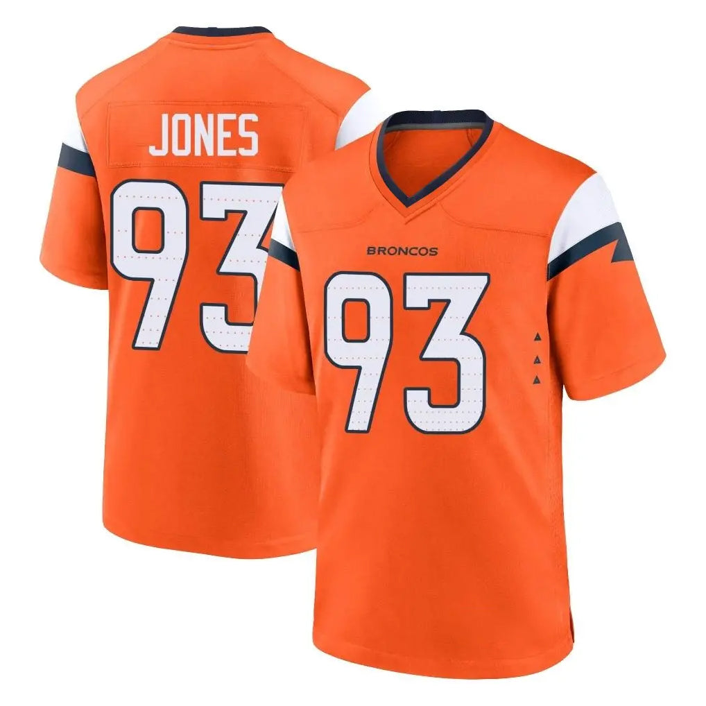 D.Broncos #93 D.J. Jones Player Orange Home Game Cooneas Stitched Jerseys