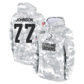 C.Browns #77 Zion Johnson Player Arctic Camo Salute to Service Hoodies Limited Game Cooneas Stitched Jerseys