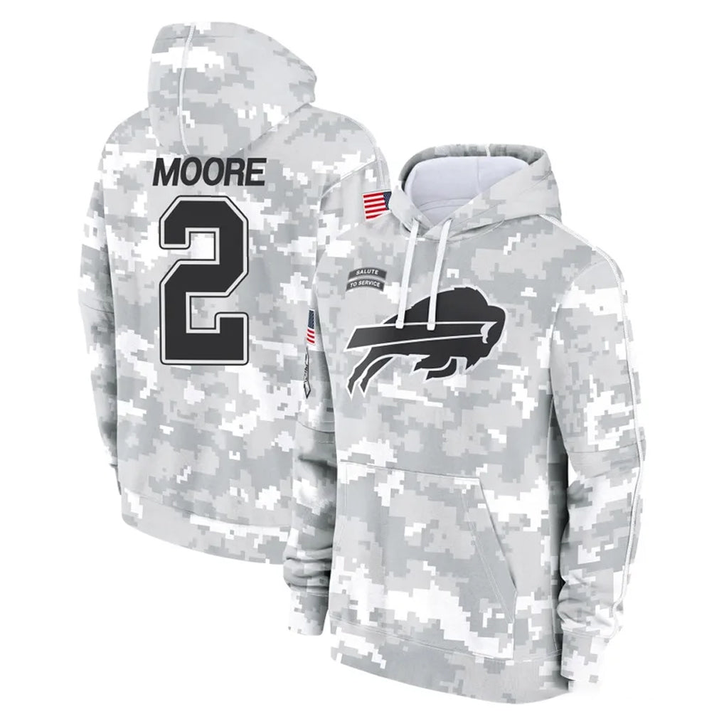 B.Bills #2 DJ Moore Player Arctic Camo Salute to Service Hoodies Cooneas Stitched Jerseys
