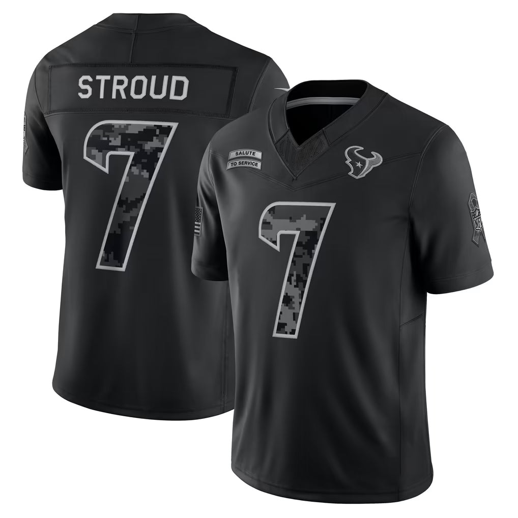 H.Texans #7 CJ Stroud Player Black Limited 2026 Salute to Service Home Game Cooneas Stitched Jerseys