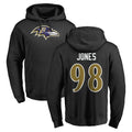 B.Ravens #98 Travis Jones Player Black Pullover Hoodie Cooneas Stitched Jerseys