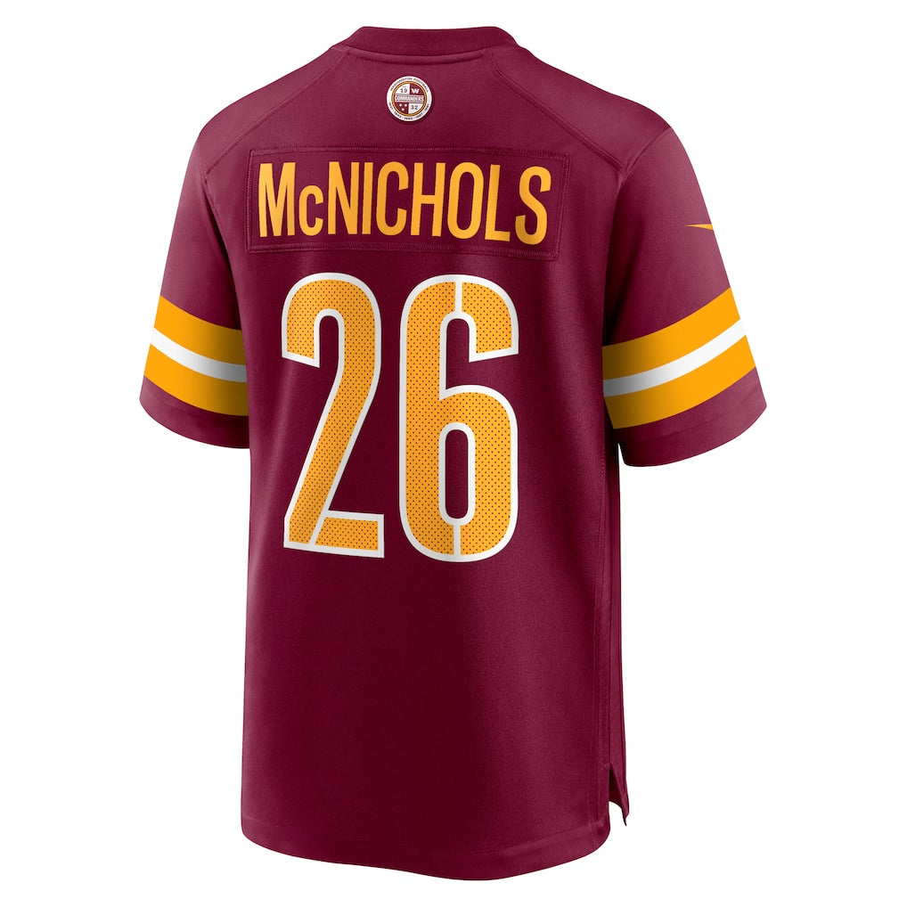 Cooneas W.Commanders #26 Jeremy McNichols Burgundy Game Jersey