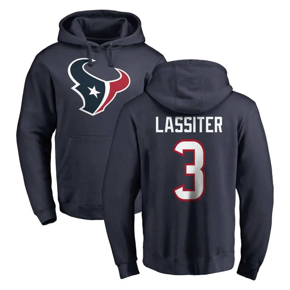 H.Texans #3 Kamari Lassiter Player Navy Pro Line Pullover Hoodie Limited Game Cooneas Stitched Jerseys