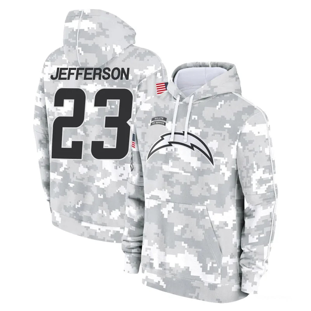 LA.Chargers #23 Tony Jefferson Player Arctic Camo Salute to Service Hoodies Limited Game Stitched Jerseys