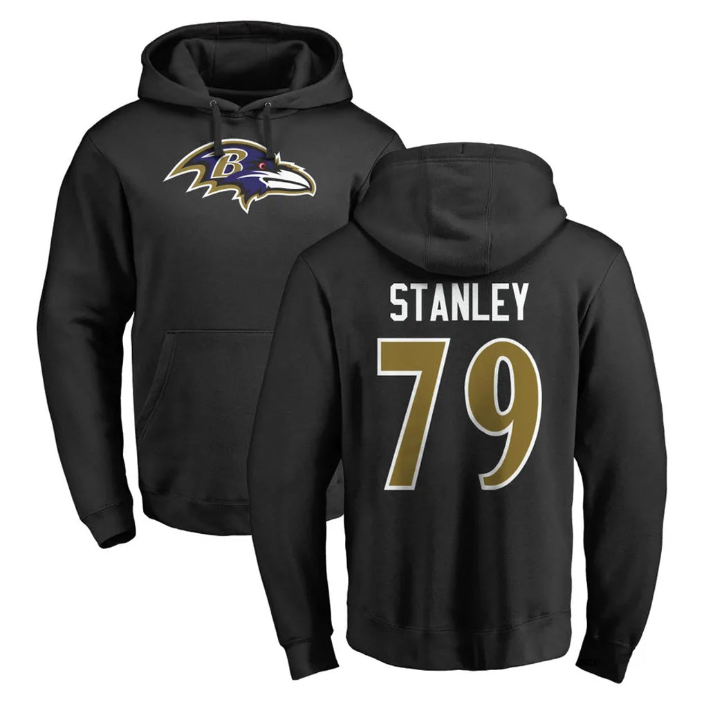 B.Ravens #79 Ronnie Stanley Player Black Pullover Hoodie Cooneas Stitched Jerseys