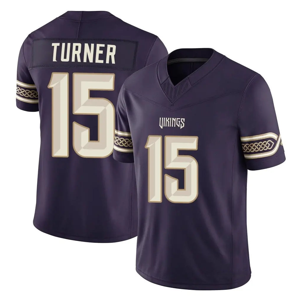MN.Vikings #15 Dallas Turner Player Purple Limited 2026 Rivalries Collection Home Game Cooneas Stitched Jerseys