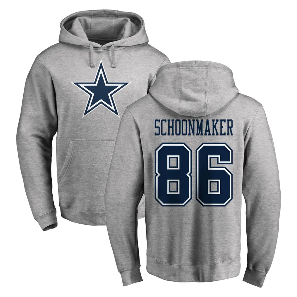D.Cowboys #86 Luke Schoonmaker Player Gray LOGO Pullover Hoodie Limited Cooneas Stitched Jerseys