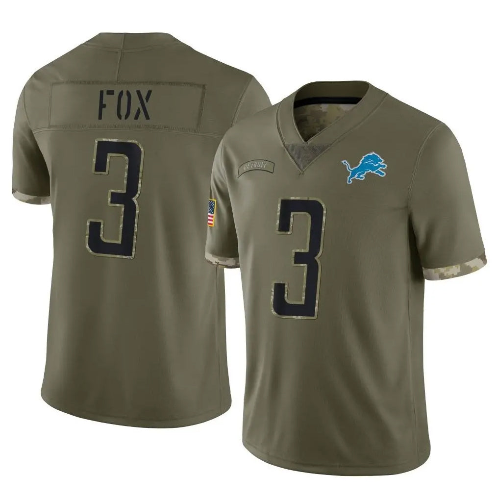 D.Lions #3 Jack Fox Player Olive Salute To Service Limited Cooneas Stitched Jerseys
