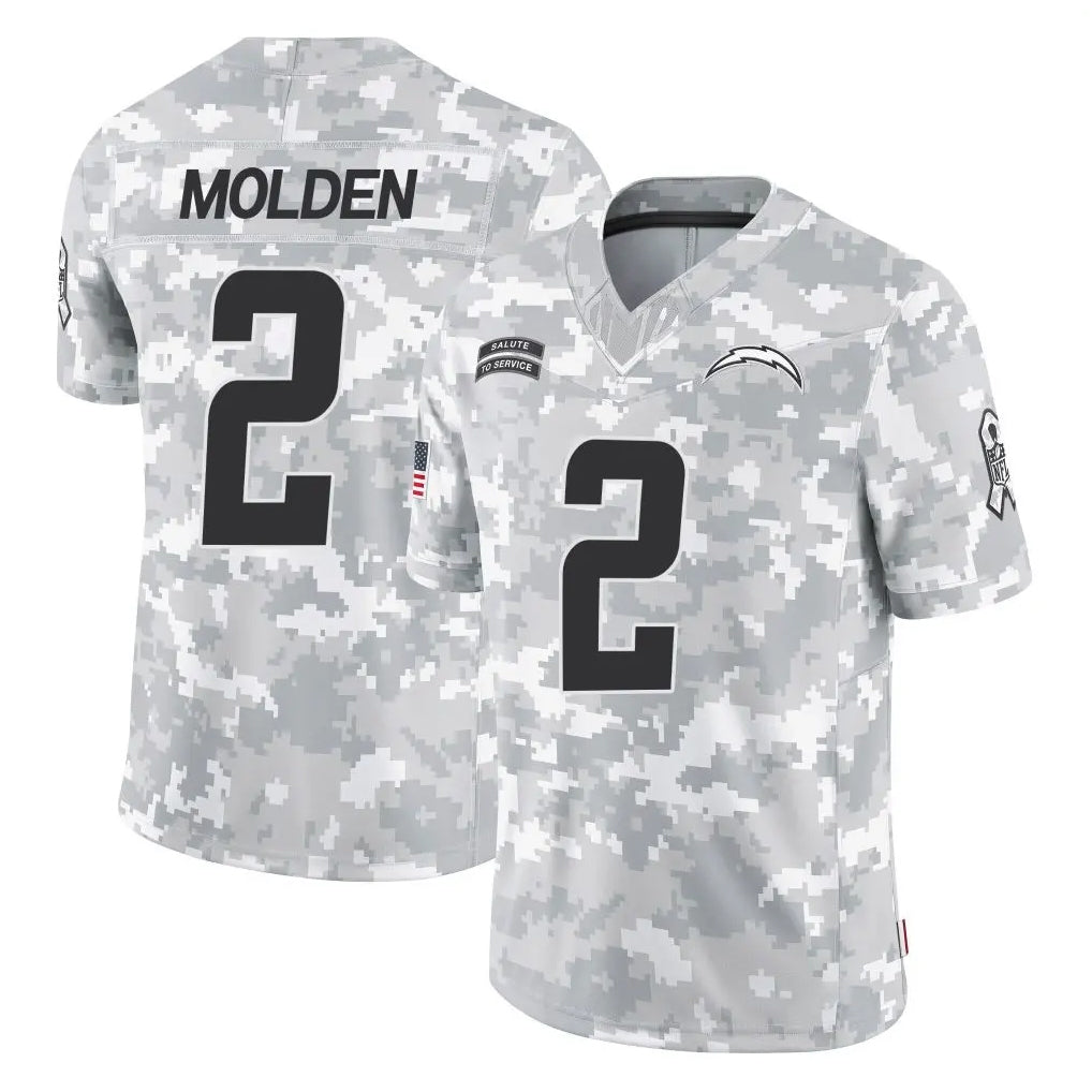 LA.Chargers #2 Elijah Molden Player Arctic Camo Salute To Service Limited Game Stitched Jerseys