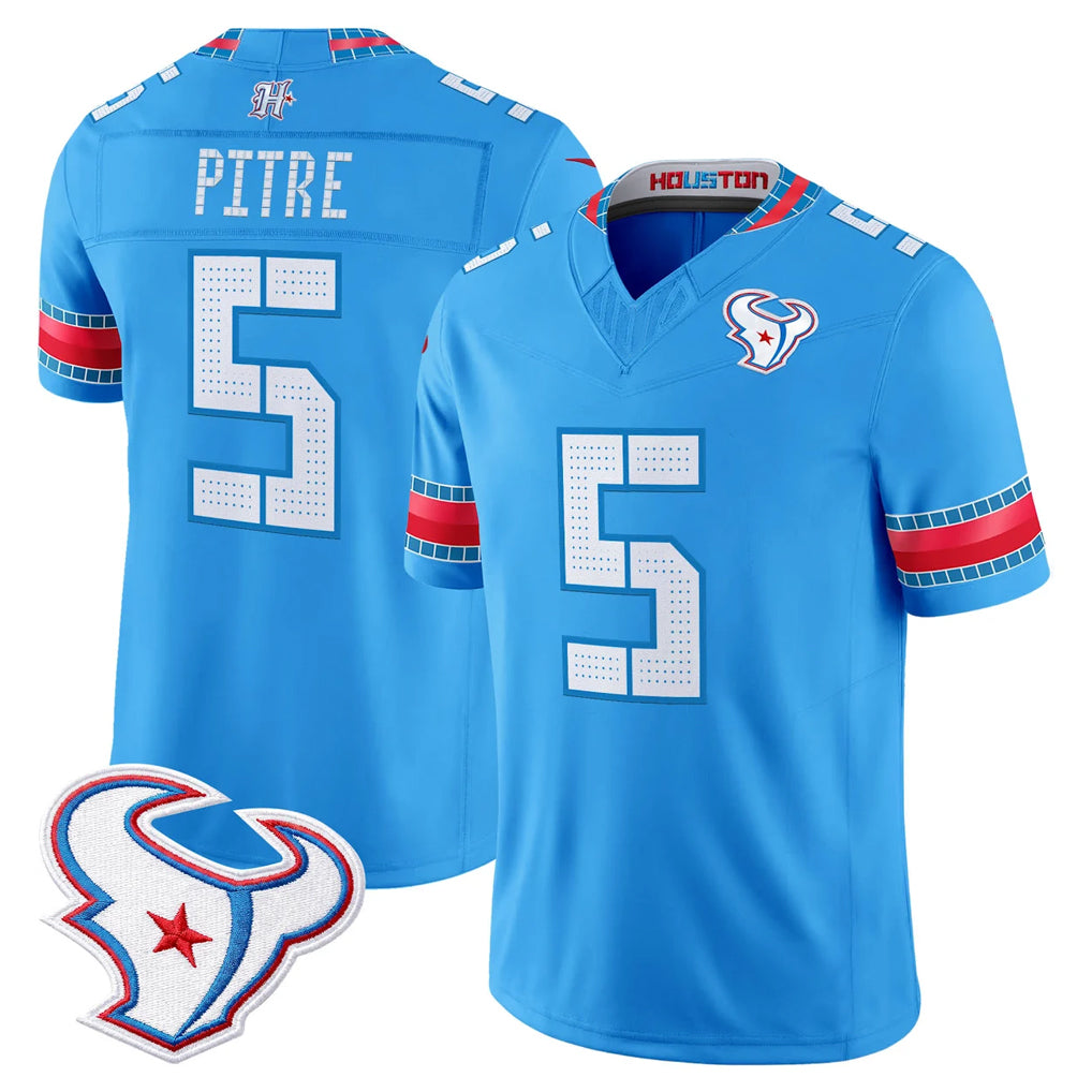 H.Texans #5 Jalen Pitre Player Blue 2026 Rivalries Vapor Limited Home Game Cooneas Stitched jerseys