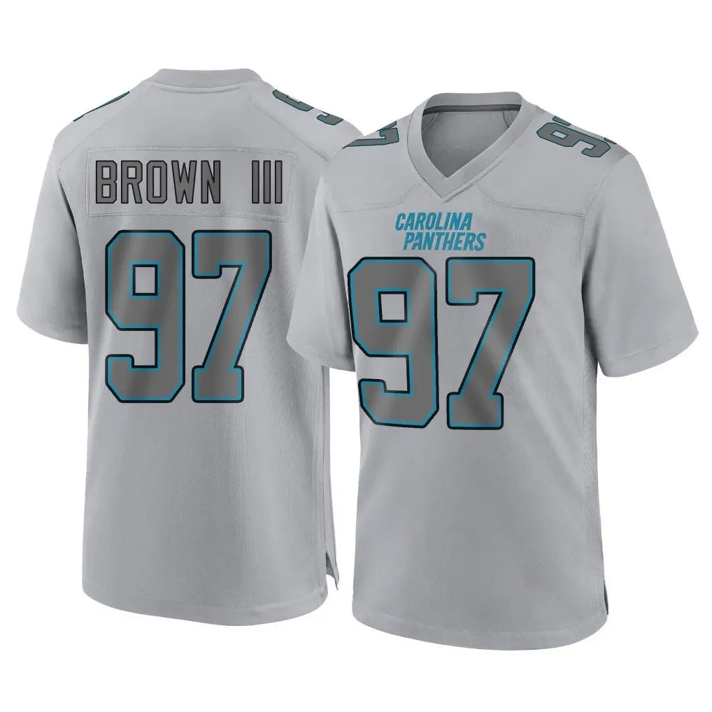 C.Panthers #97 Bobby Brown III Player Gray Atmosphere Fashion Game Cooneas Stitched Jerseys
