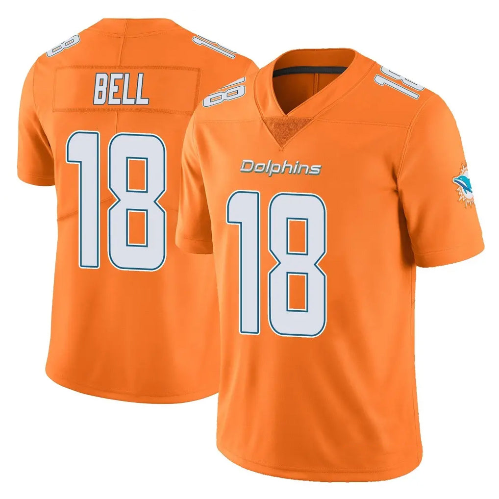 M.Dolphins #18 Chris Bell Player Orange Limited Home Game Cooneas Stitched Jerseys