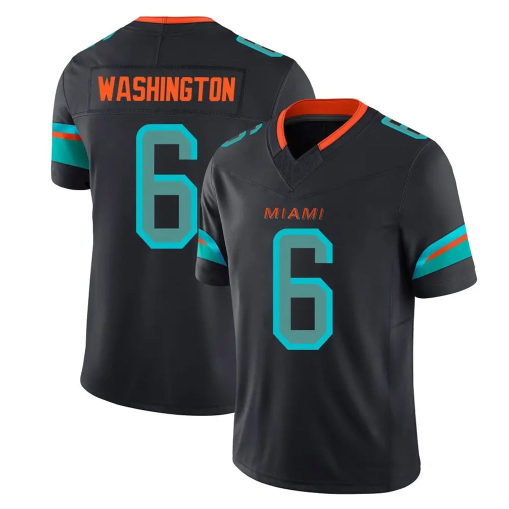 M.Dolphins #6 Malik Washington Player Black Limited Pitch Rivalries Collection Home Game Cooneas Stitched Jerseys