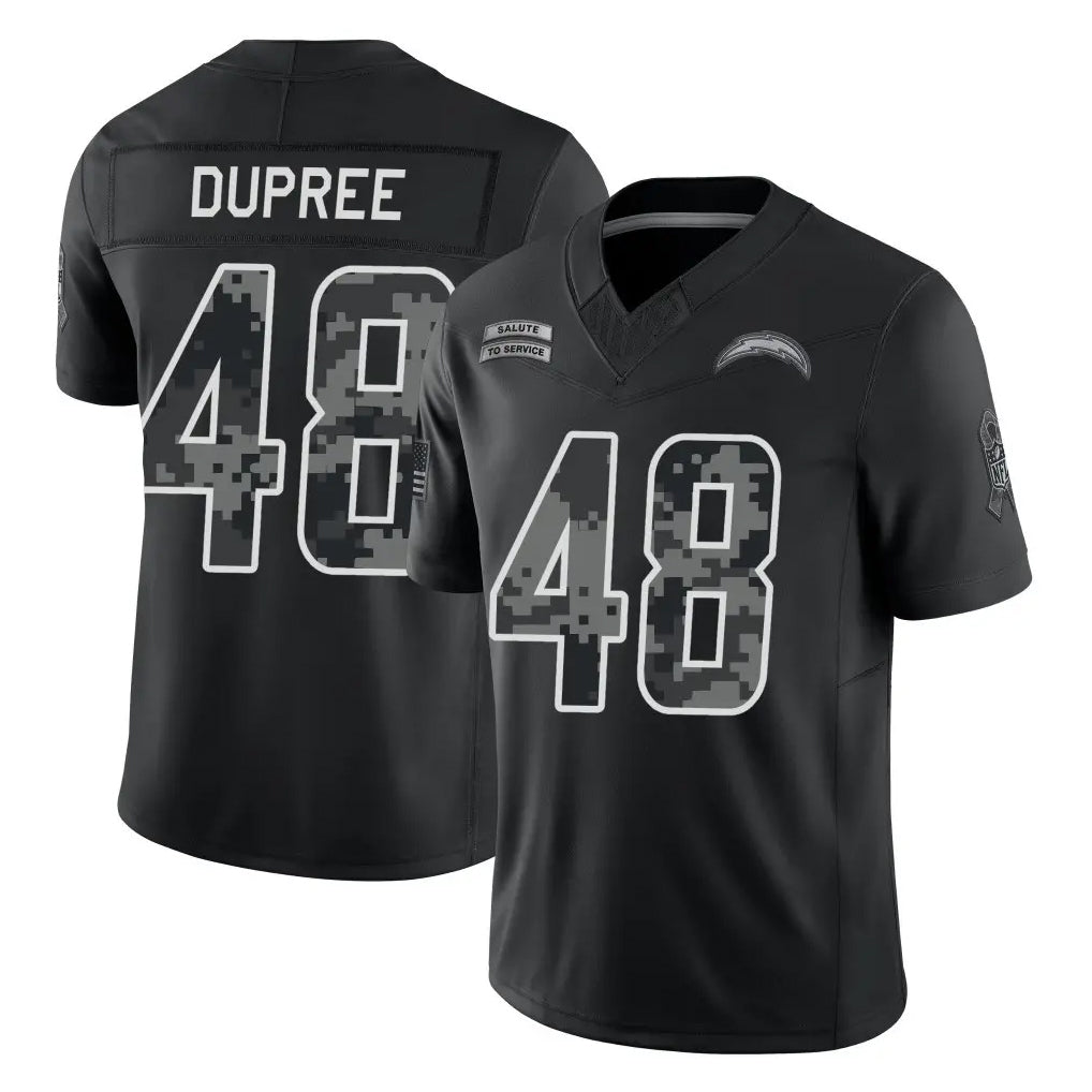 LA.Chargers #48 Bud Dupree Player Black Limited 2026 Salute to Service Home Game Stitched Jerseys