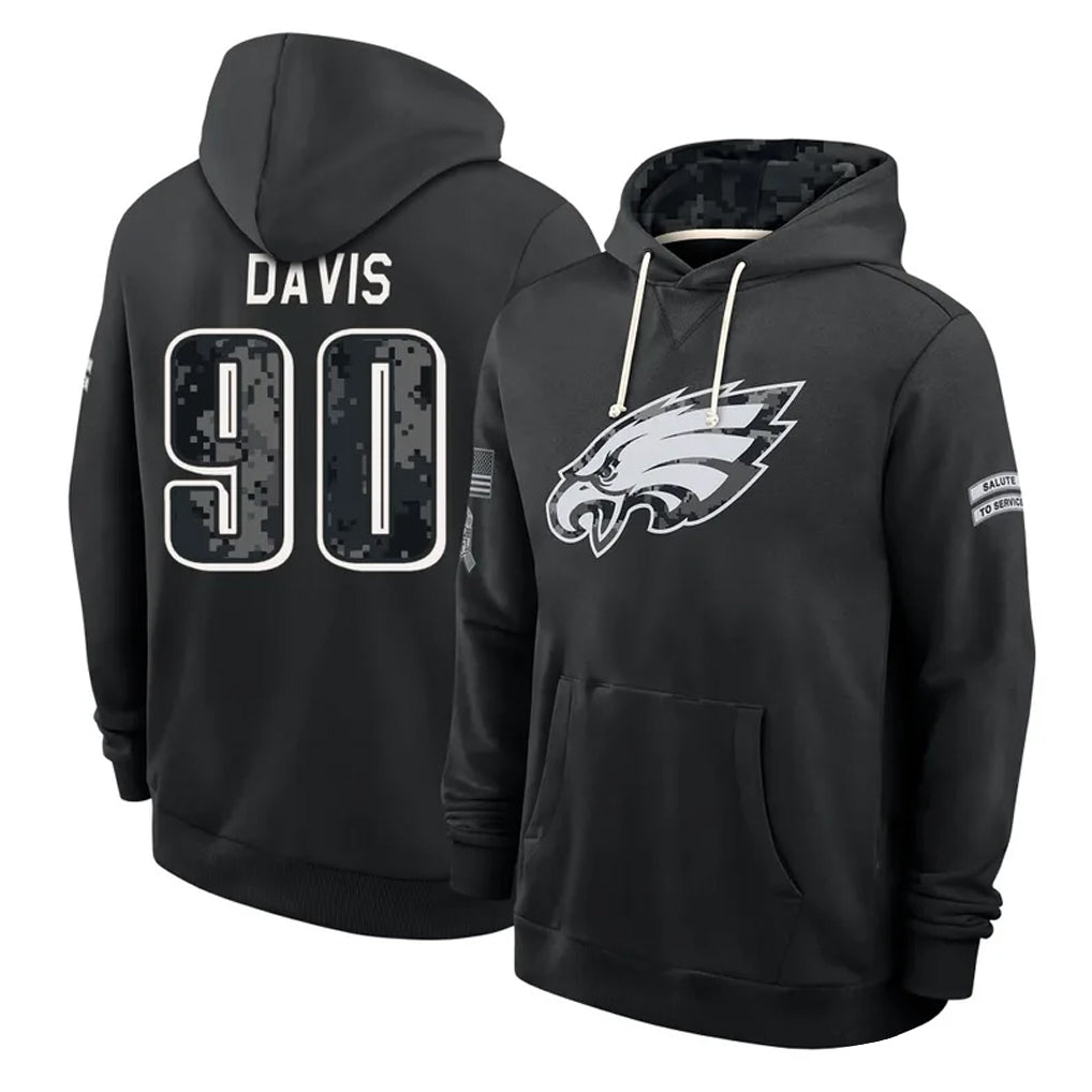P.Eagles #90 Jordan Davis Player 2026 Black Logo Pullover Hoodies Limited Game Cooneas Stitched Jerseys