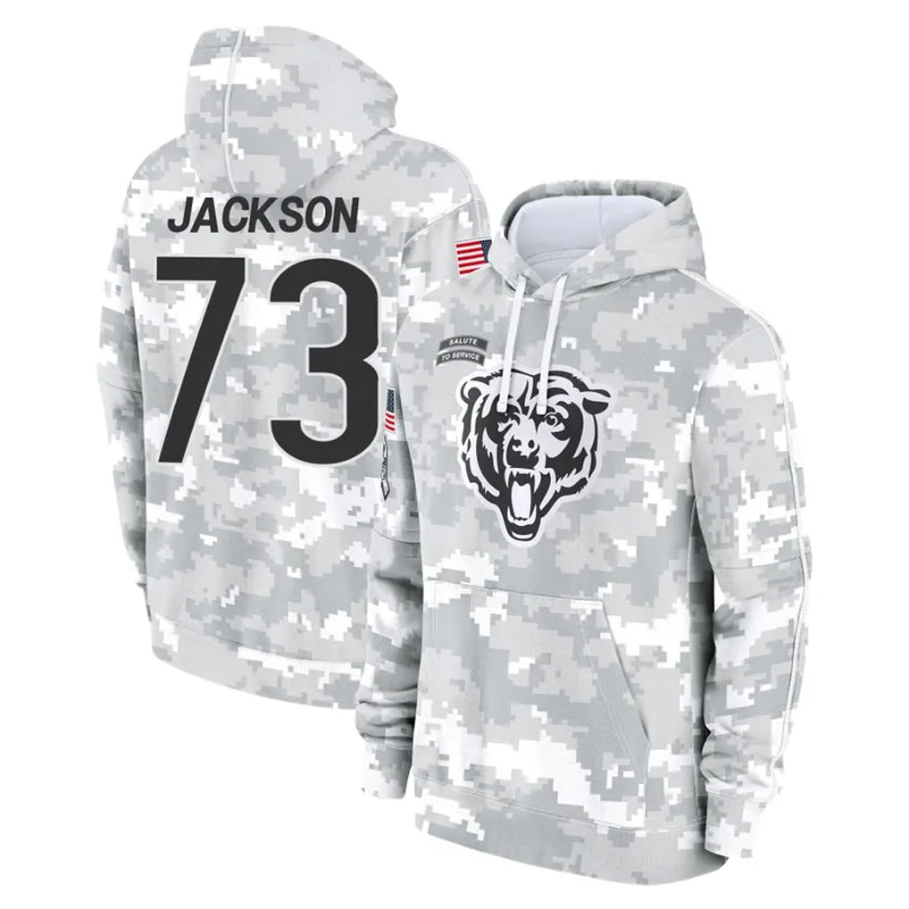 C.Bears #73 Jonah Jackson Player Arctic Camo Salute to Service Pullover Hoodies Limited Cooneas Stitched Jerseys