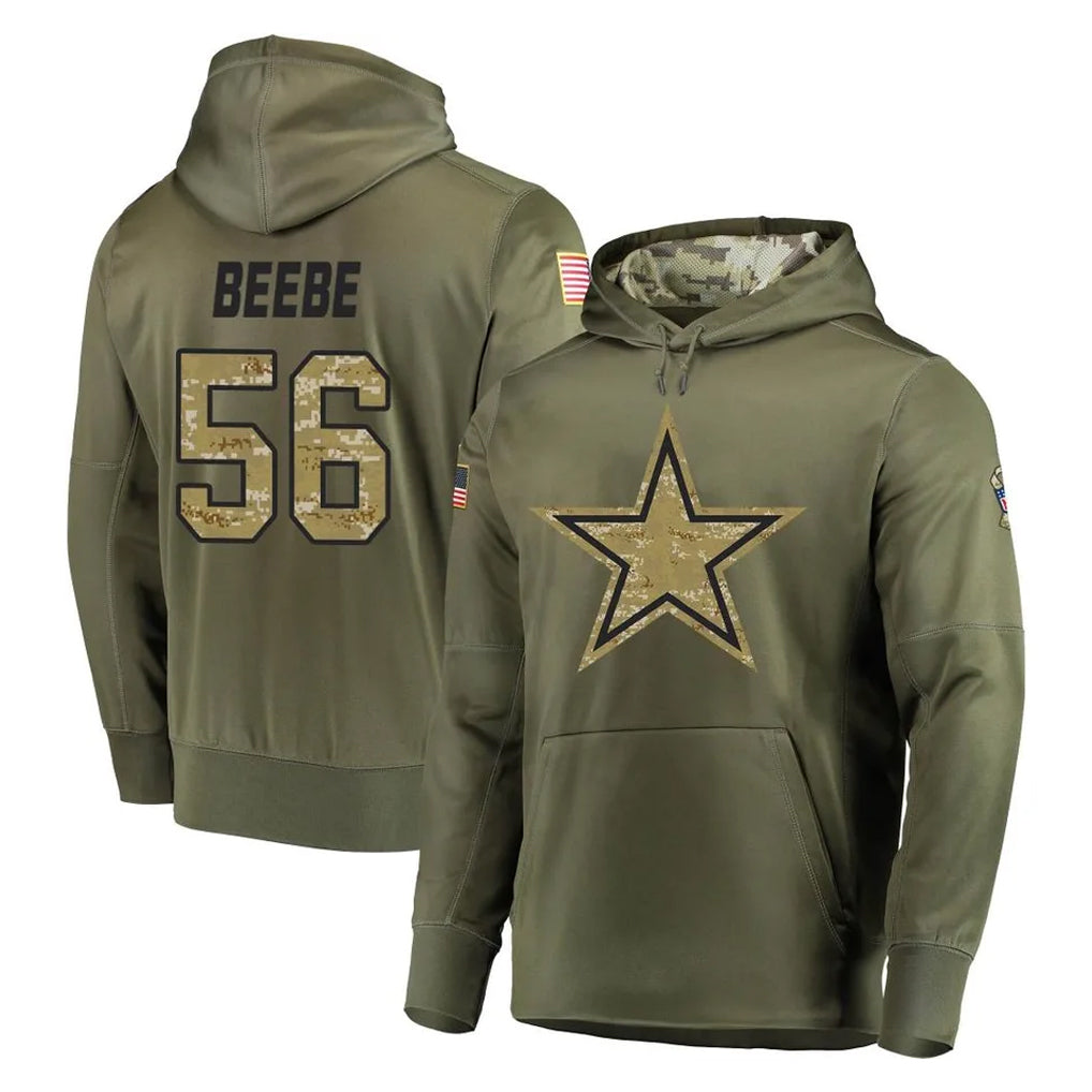 D.Cowboys #56 Cooper Beebe Player Olive Salute to Service Pullover Hoodies Home Game Cooneas Stitched Jerseys