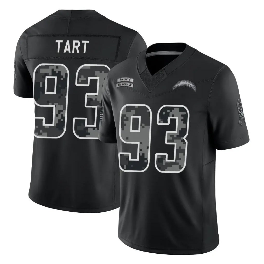 LA.Chargers #93 Teair Tart Player Black Limited 2026 Salute to Service Home Game Stitched Jerseys