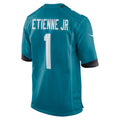 Cooneas J.Jaguars #1 Travis Etienne Jr Teal Game Jersey