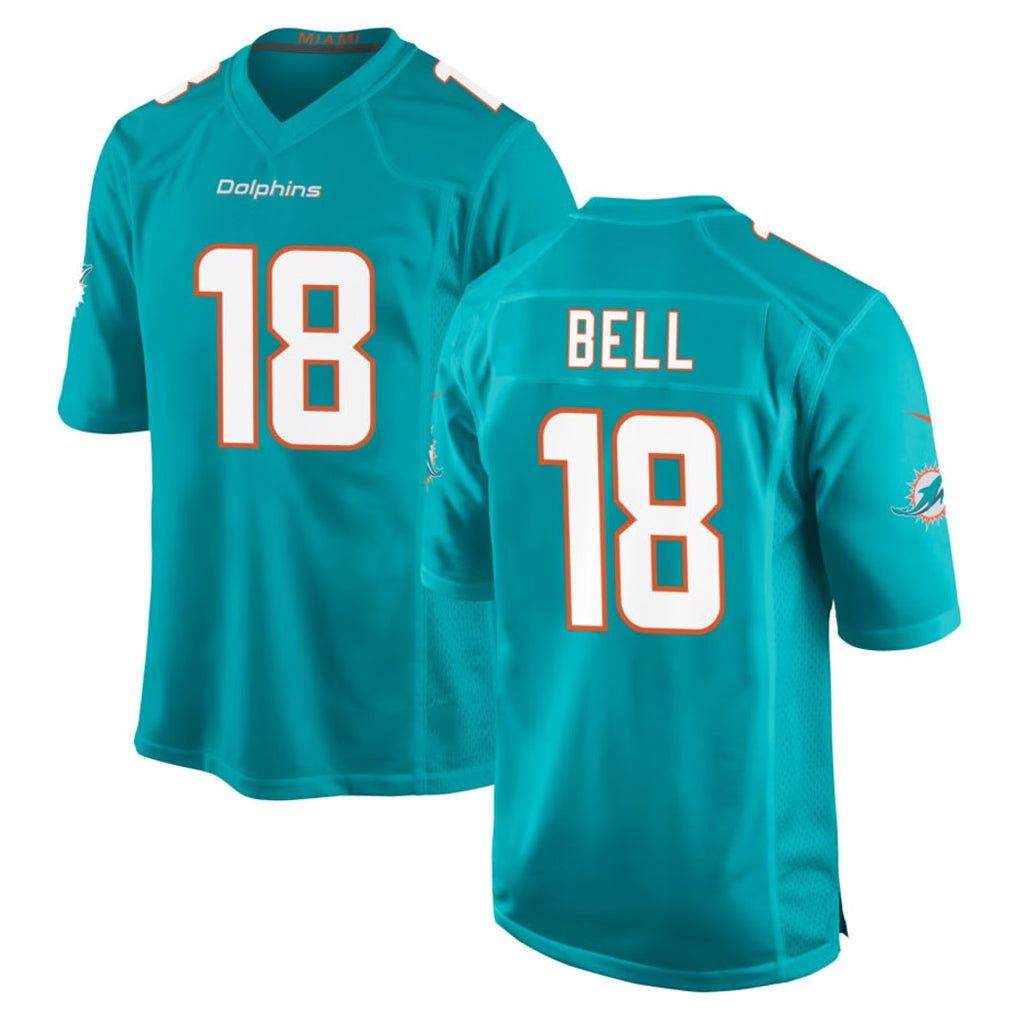 M.Dolphins #18 Chris Bell Player Aqua Home Game Cooneas Stitched Jerseys