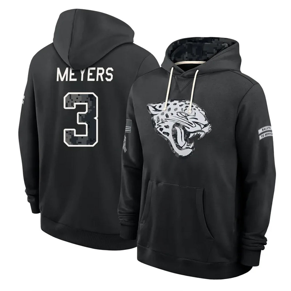 J.Jaguars #3 Jakobi Meyers Player 2026 Black Logo Pullover Hoodies Limited Game Cooneas Stitched Jerseys