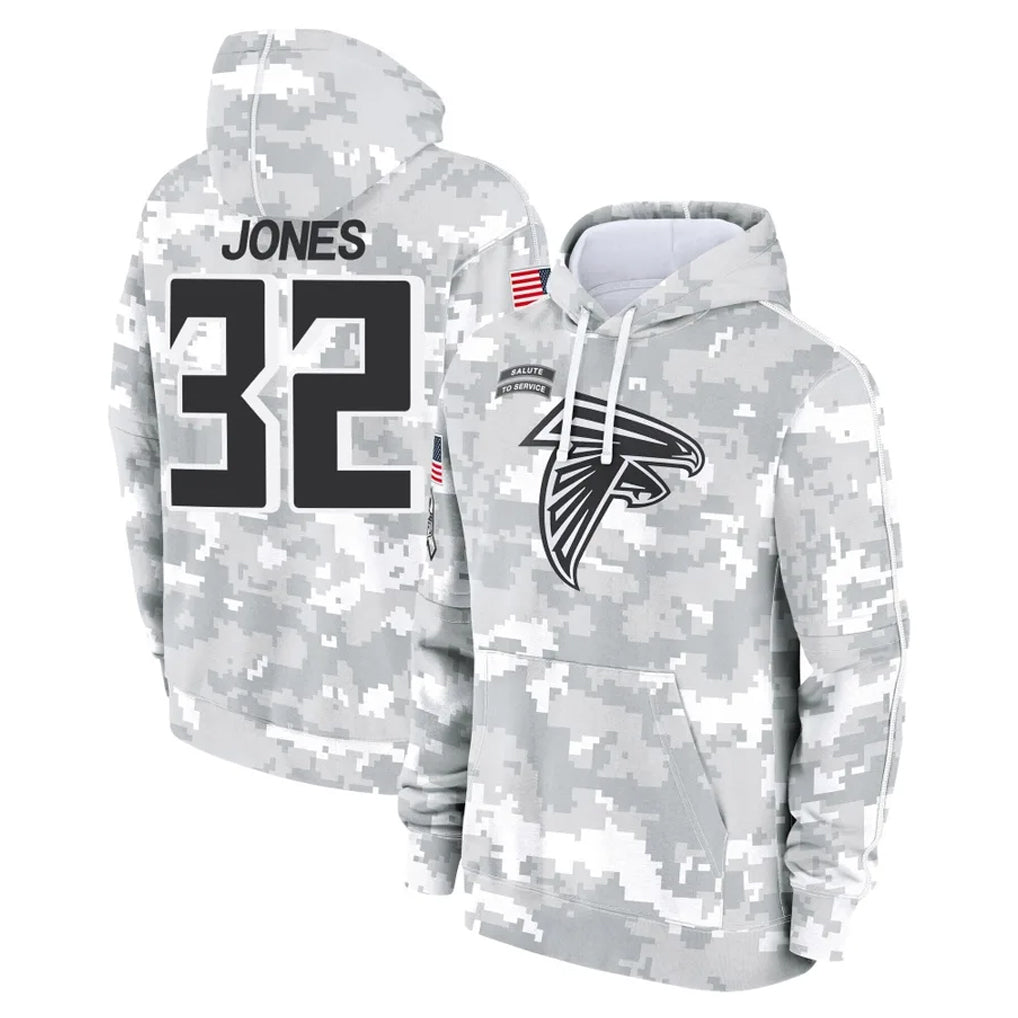 A.Falcons #32 Cash Jones Player Camo Arctic Salute to Service Hoodies Limited Cooneas Stitched Jerseys