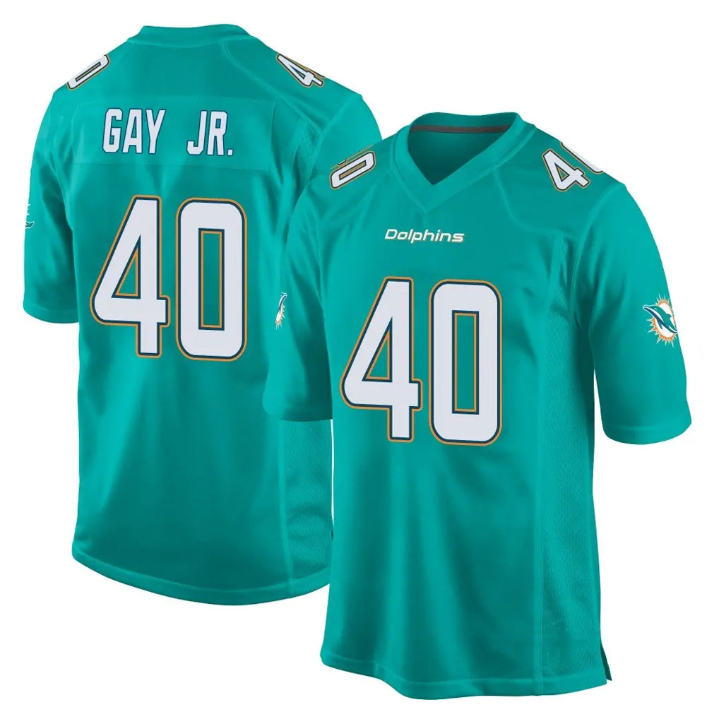 M.Dolphins #40 Willie Gay Jr. Player Aqua Team Color Home Game Cooneas Stitched Jerseys