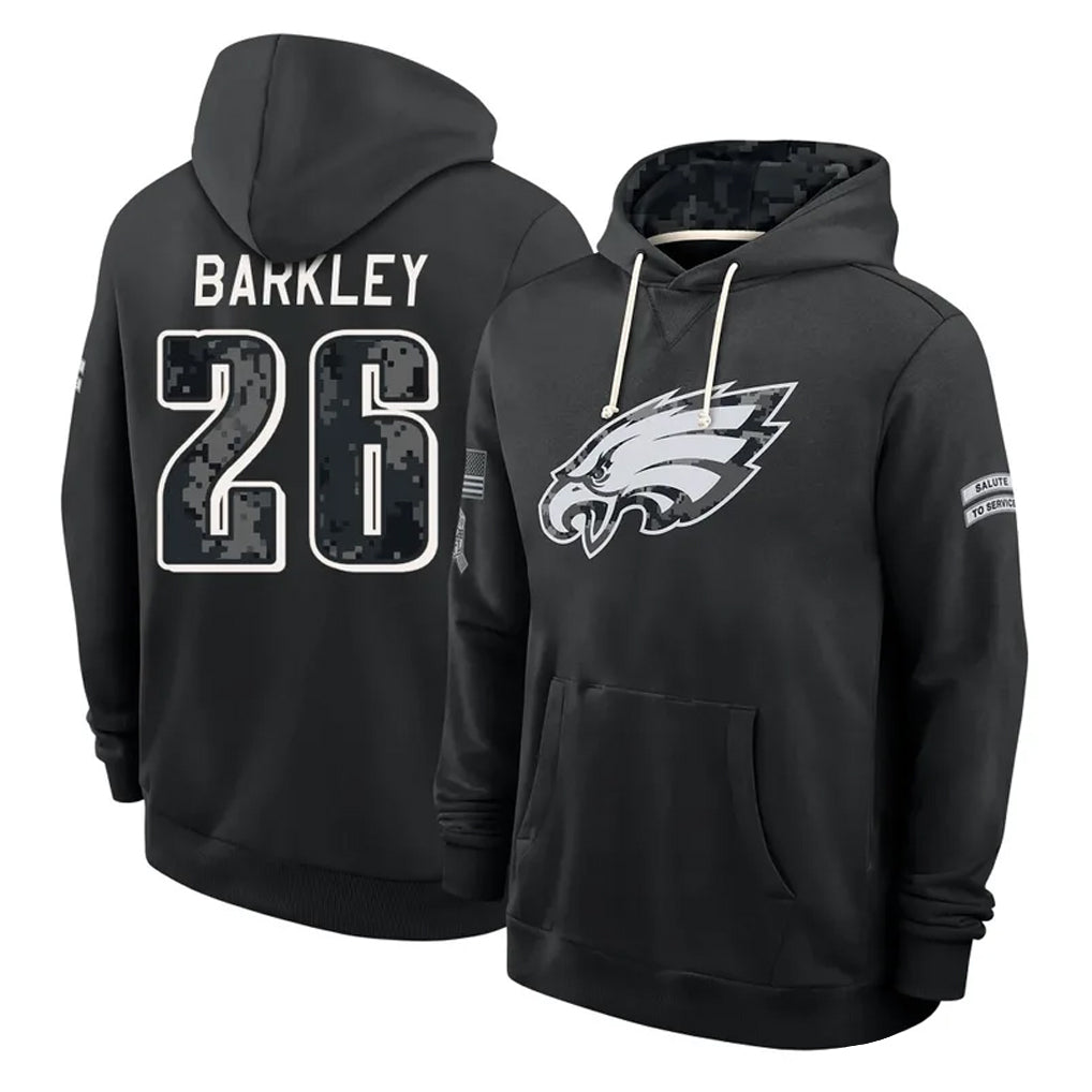 P.Eagles #26 Saquon Barkley Player 2026 Black Logo Pullover Hoodies Limited Game Cooneas Stitched Jerseys